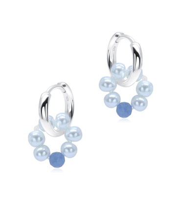 Beautiful Pearl Silver Hoop Earring HO-2581